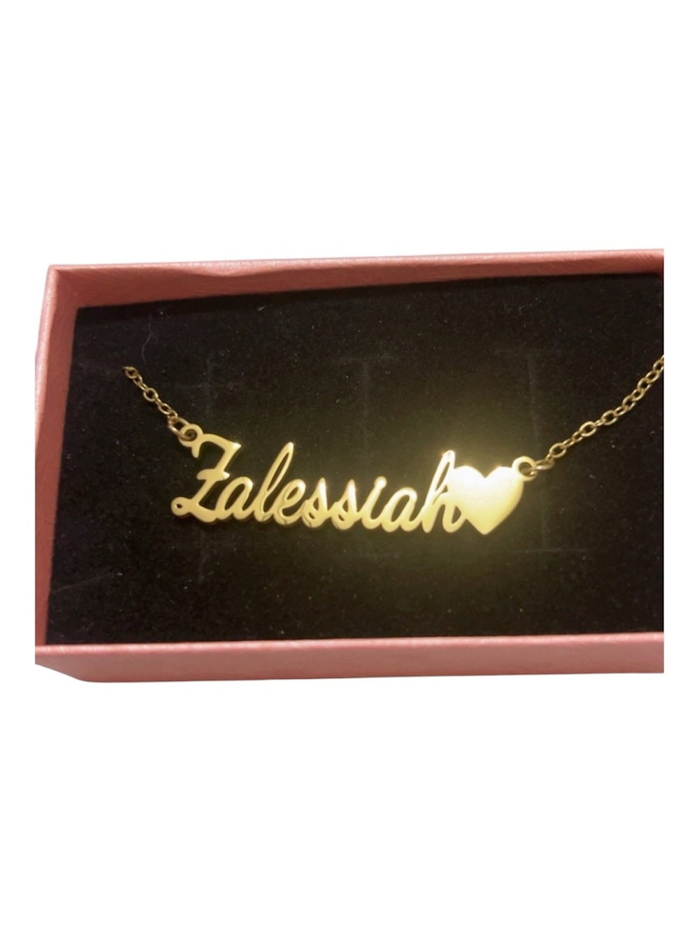 Zalessiah 18k Gold plated stainless steel Nameplate Necklace